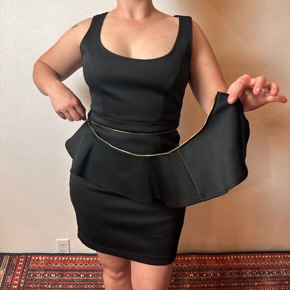 Bebe Removable Peplum Black Cocktail Dress Sleeveless Size 10 - Picture 4 of 7